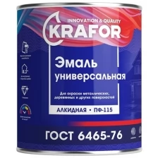 Эмаль ПФ-115 универсальная Krafor, алкидная, глянцевая, 6 кг, ярко-зеленая