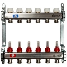 Коллекторная группа для теплого пола STOUT SMS0917 - 1" на 6 контуров 3/4"EK (нерж.сталь)