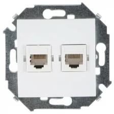 Simon 15 Белая Розетка компьютерная 2-ая RJ45 кат.5е