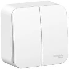 Выключатель SCHNEIDER ELECTRIC BLANCA 2-клавишный (cх.5), 10А, 250B, белый