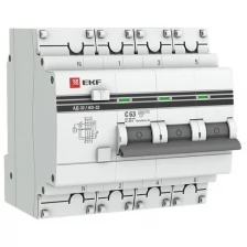 Дифференциальный автомат АД-32 3P+N 63А/300мА (хар. C, AC, электронный, защита 270В) 4,5кА EKF PROxima DA32-63-300-4P-pro