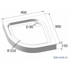 BelBagno Акриловый поддон BelBagno TRAY-BB-R-80-550-15-W