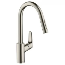 Смеситель hansgrohe Focus для кухонной мойки с выдвижным душем, сталь 31815800