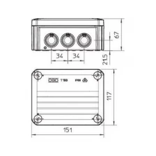 Коробка распределительная 150х116х67мм IP66 T 100 10х25 свет. сер. OBO 2007077 ( 1шт. )