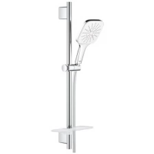 GROHE Душевой гарнитур GROHE Rainshower SmartActive 130 Cube, 3 вида струй, белая луна (26584LS0)