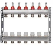 ColSys Р804, 7 выходов. Коллекторная группа из нержавеющей стали с расходомерами и термостатическими клапанами